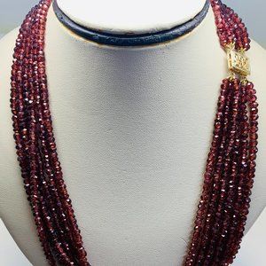 Natural ruby 6 inches 6 strands 14 k gold clasp necklace handmade USA